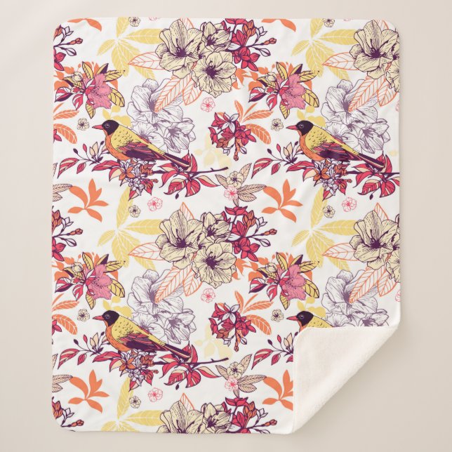 Couverture Sherpa Beau motif floral (Devant)