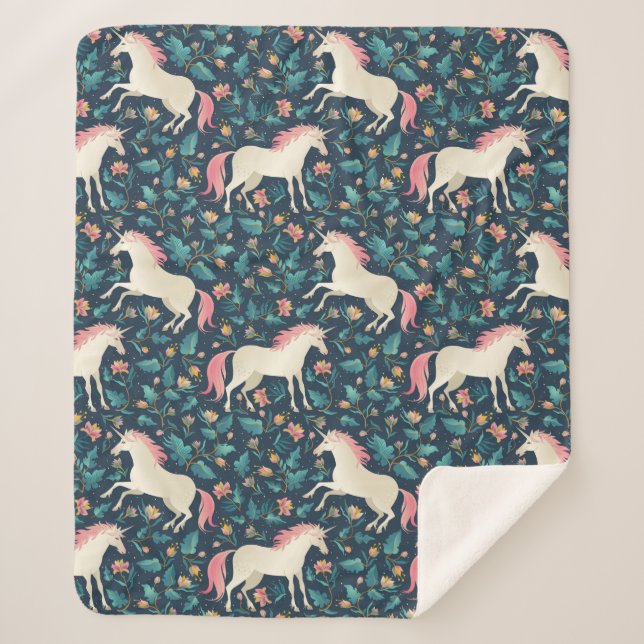 Couverture Sherpa Beau motif magique de licorne (Devant)
