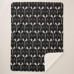 Couverture Sherpa Beaucoup de Motif de chats noirs