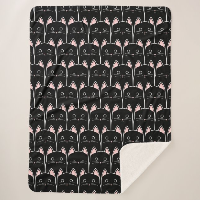 Couverture Sherpa Beaucoup de Motif de chats noirs (Devant)