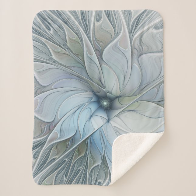 Couverture Sherpa Beauté Élégante Moderne Fleur d'Art Fractal Abstra (Devant)