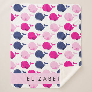 Couverture Sherpa Beaux Baleines, Motif De Baleines, Votre Nom