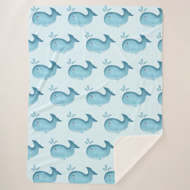 Couverture Sherpa Bébé Baleine Mignonne (Devant)