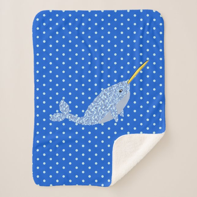 Couverture Sherpa Bébé bleu mignon garçon Narwhal (Devant)