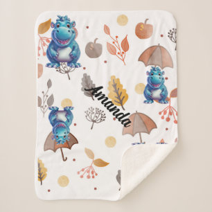 Couverture Sherpa bébé hippo souriant