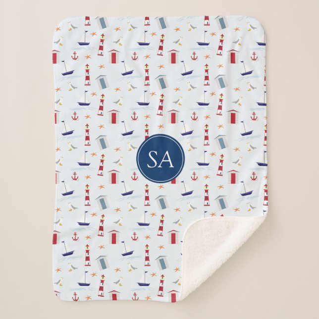 Couverture Sherpa Bébé Marin Tendance (Devant)