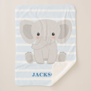 Couverture Sherpa Bébé personnalisé par éléphant mignon