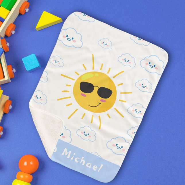 Couverture Sherpa Bébé soleil et nuage personnalisé mignon (Créateur téléchargé)