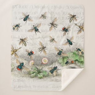 Couverture Sherpa Bee Honey Travailleur Queen Bees Antique