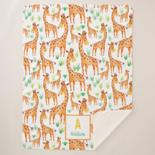Couverture Sherpa Belle aquarelle Giraffe Animal Personnalisé
