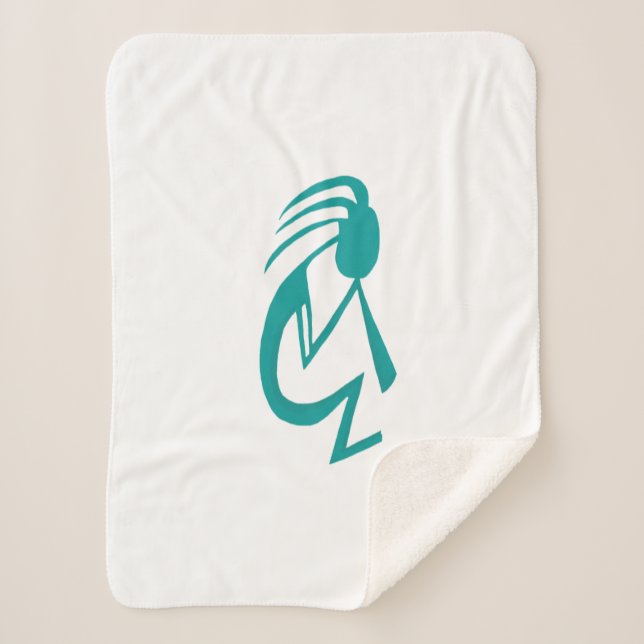 Couverture Sherpa Belle peinture Turquoise Kokopelli (Devant)