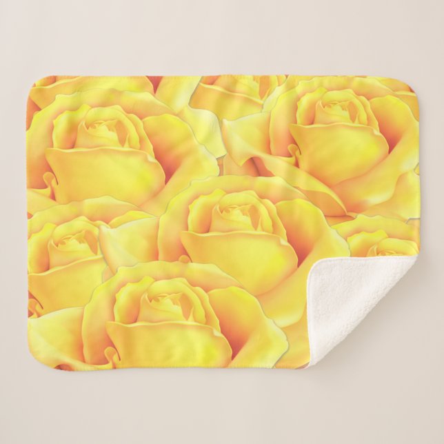 Couverture Sherpa Belle Rose Jaune (Devant (Horizontal))