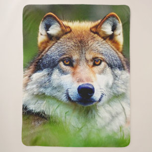 Couverture Sherpa Belle tête de loup Peinture