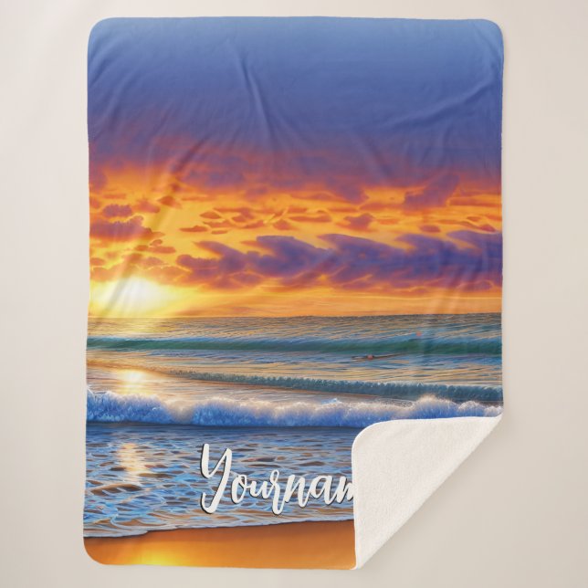 Couverture Sherpa belles plages et eaux claires coucher de soleil (Devant)