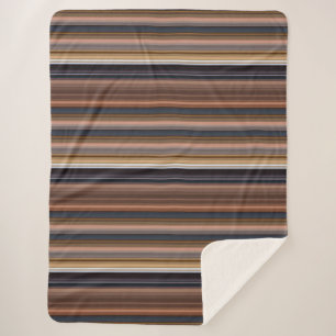 Couverture Sherpa Belles rayures bleues brunes