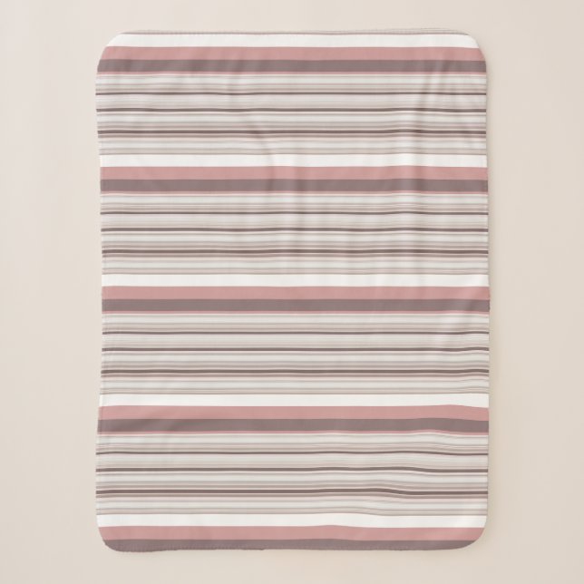 Couverture Sherpa Belles rayures brunes blanches (Devant)
