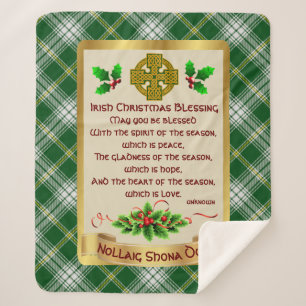 Couverture Sherpa Bénédiction de Noël irlandaise avec St. Patrick Ta
