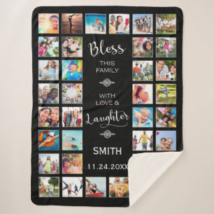 Couverture Sherpa Bénissez cette famille avec amour 32 Photo Collage