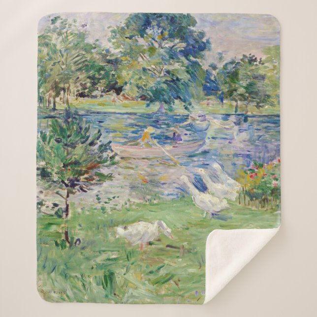 Couverture Sherpa Berthe Morisot - Fille en bateau avec oie (Devant)