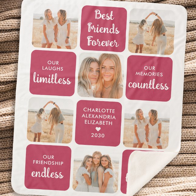 Couverture Sherpa Best Friends Friendship Poem Modern Photo Collage (Créateur téléchargé)