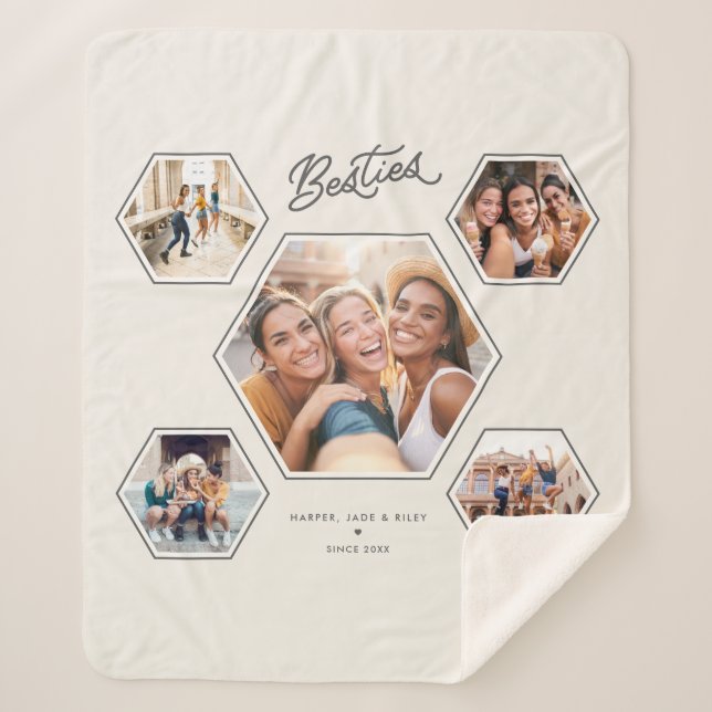 Couverture Sherpa Besties 5 Photo Collage Custom Friendship Keepsake (Devant)