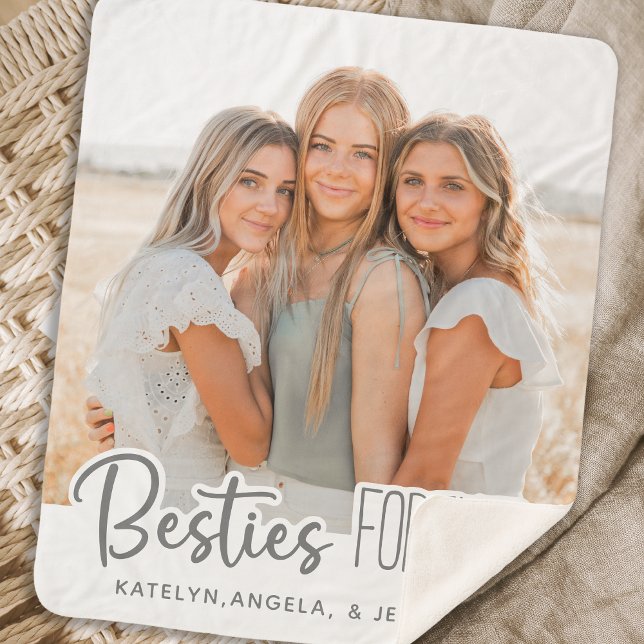 Couverture Sherpa Besties Forever Photo personnalisée moderne Meille (Créateur téléchargé)