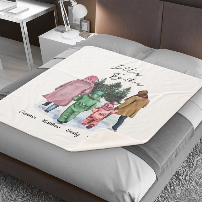Couverture Sherpa Better Together Winter Famille 4 avec des noms (Créateur téléchargé)