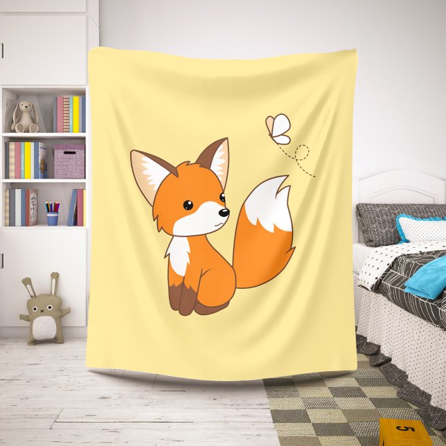 Couverture Sherpa Beurre de surveillance Little Fox sur Jaune (Créateur téléchargé)