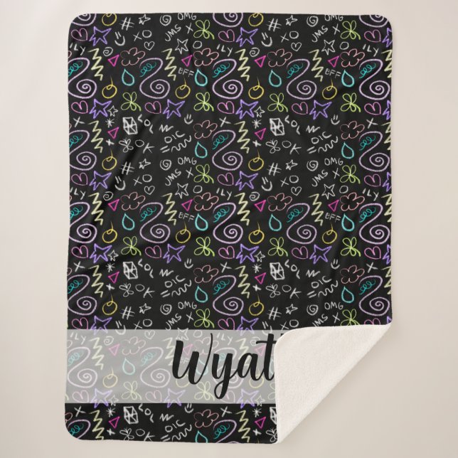 Couverture Sherpa BFF Doodles - Faux Parties scintillant Motif (Devant)