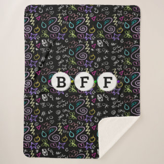 Couverture Sherpa BFF Doodles - Faux Parties scintillant Motif (3 pe