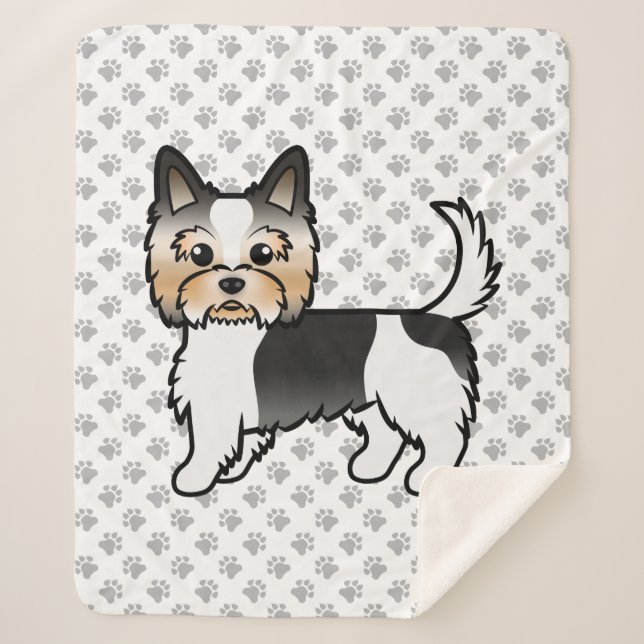 Couverture Sherpa Biewer Terrier Yorkie Cute Cartoon Chien et Pâtes (Devant)