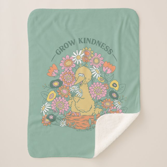 Couverture Sherpa Big Bird | Grow Kindness Floral Graphic (Devant)