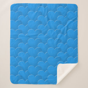 Couverture Sherpa Big blue Hearts motif Love Valentine's day