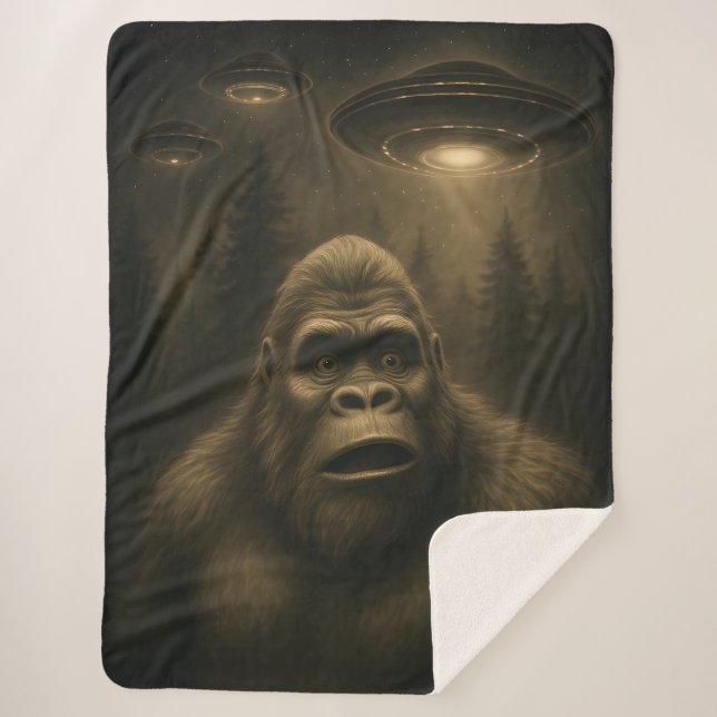 Couverture Sherpa Bigfoot Sasquatch Alien UFO Funny (Devant)