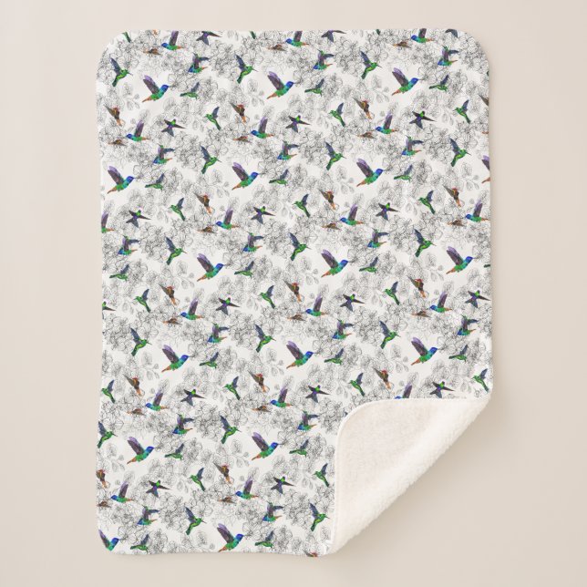 Couverture Sherpa Birds de printemps Bébé Sherpa Blanket Colibris (Devant)