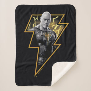 Couverture Sherpa Black Adam Grey et Gold Lightning Graphic