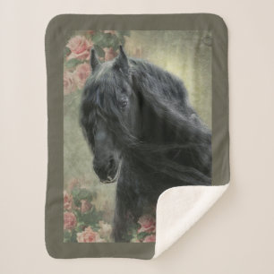 Couverture Sherpa Black Beauty Friesian Horse - Blanket