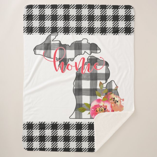 Couverture Sherpa Black Checked Michigan Sherpa Blanket (Devant)