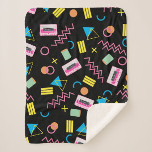 Couverture Sherpa Black Colorful Eighties 80's Retro Motif