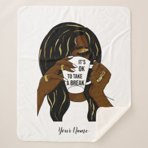 Couverture Sherpa Black Girl Afro Américaine Femme InspirationnelleC