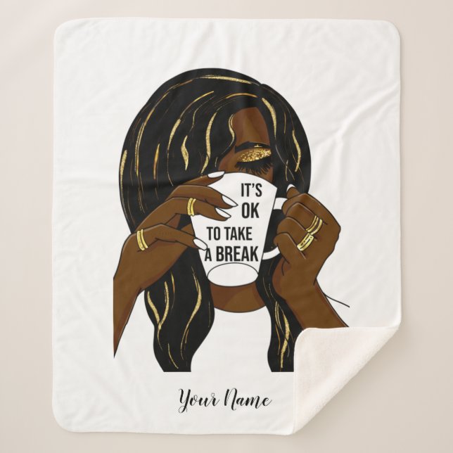 Couverture Sherpa Black Girl Afro Américaine Femme InspirationnelleC (Devant)