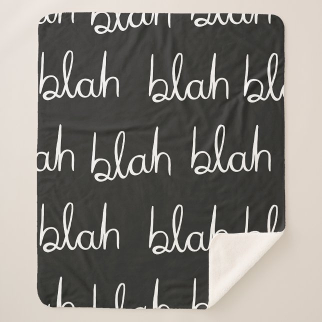 Couverture Sherpa Blah bla motif sans couture.  (Devant)