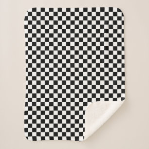 Couverture Sherpa Blanc de emballage Checkered classique de noir de