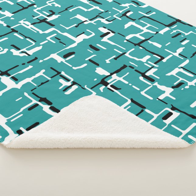 Couverture Sherpa Blanc noir turquoise (3/4)