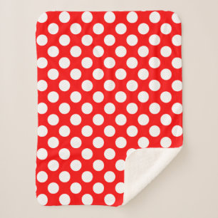 Couverture Sherpa Blanc sur rouge grand format Pois