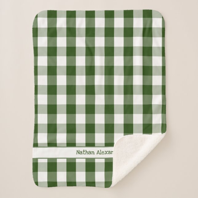 Couverture Sherpa Blanc vert Chauffage de buffle blanc avec nom (Devant)