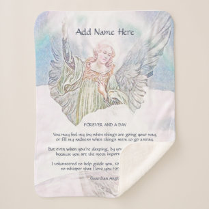 Couverture Sherpa Blanche Angel Guardian personnalisée