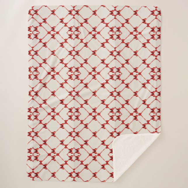 Couverture Sherpa Blanche Bow rouge : Style et confort combinés (Devant)