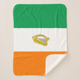 Couverture Sherpa Blanche drapeau irlandais, harpe, patriotique, Irl