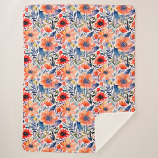 Couverture Sherpa Blanche Sherpa Floral Scandinave